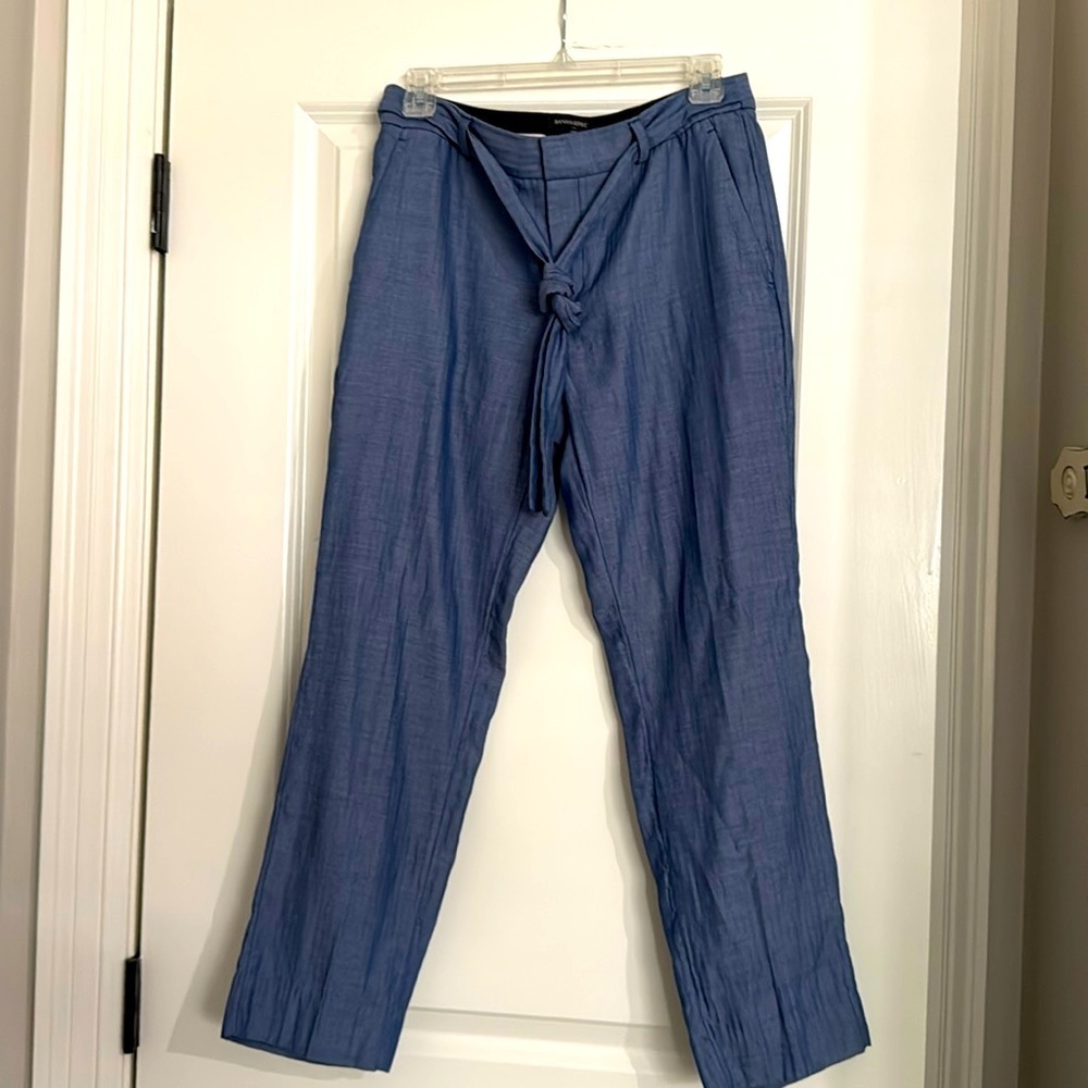 Banana Republic Avery Tie-Waist Pants Womens Size 4 Crop blue 100% Cotton Career